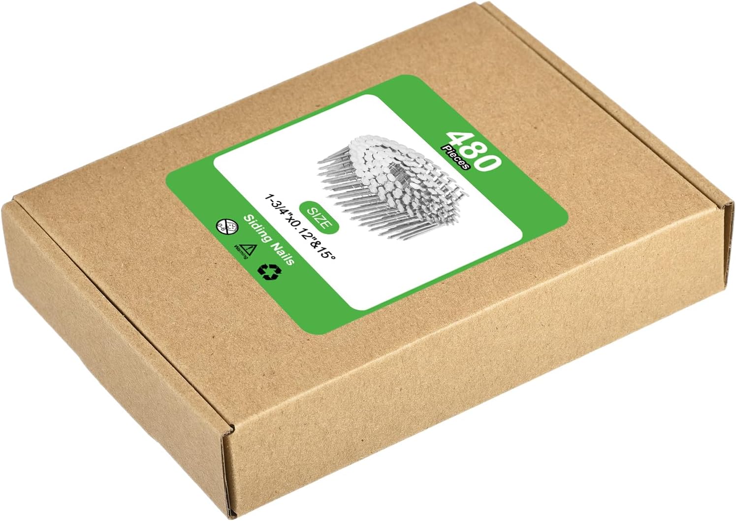 480 Coating Nails 1-3/4 x 0.12 Inch 15 Degrees 304 Stainless Steel Full Round Head Ring Spiral Glued for Strip Materials and Linings