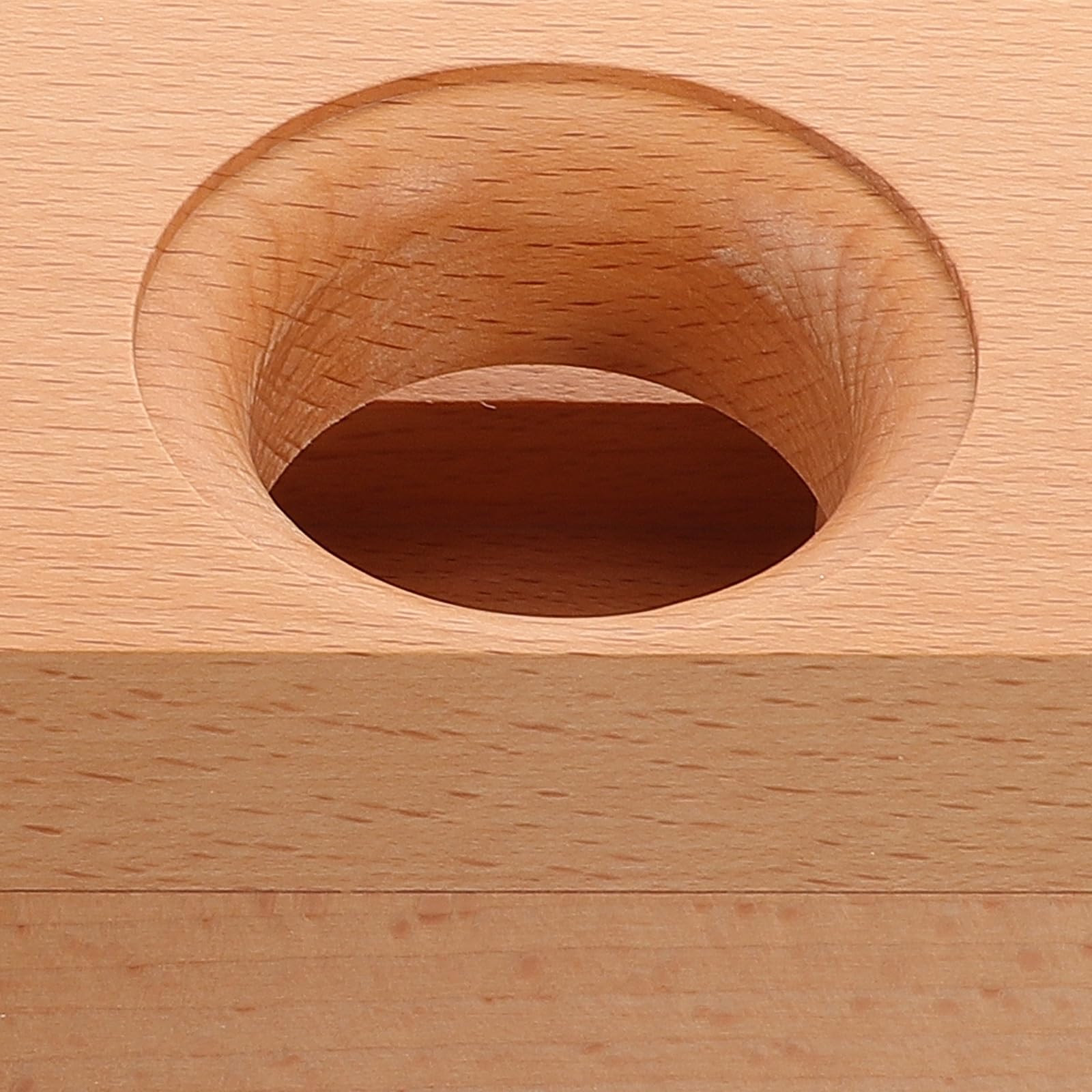 Supporto Cellulare Design Trapezoidale in Legno Amplificatore Acustico Naturale Beige, per Videochiamate e Decorazione da Scrivania