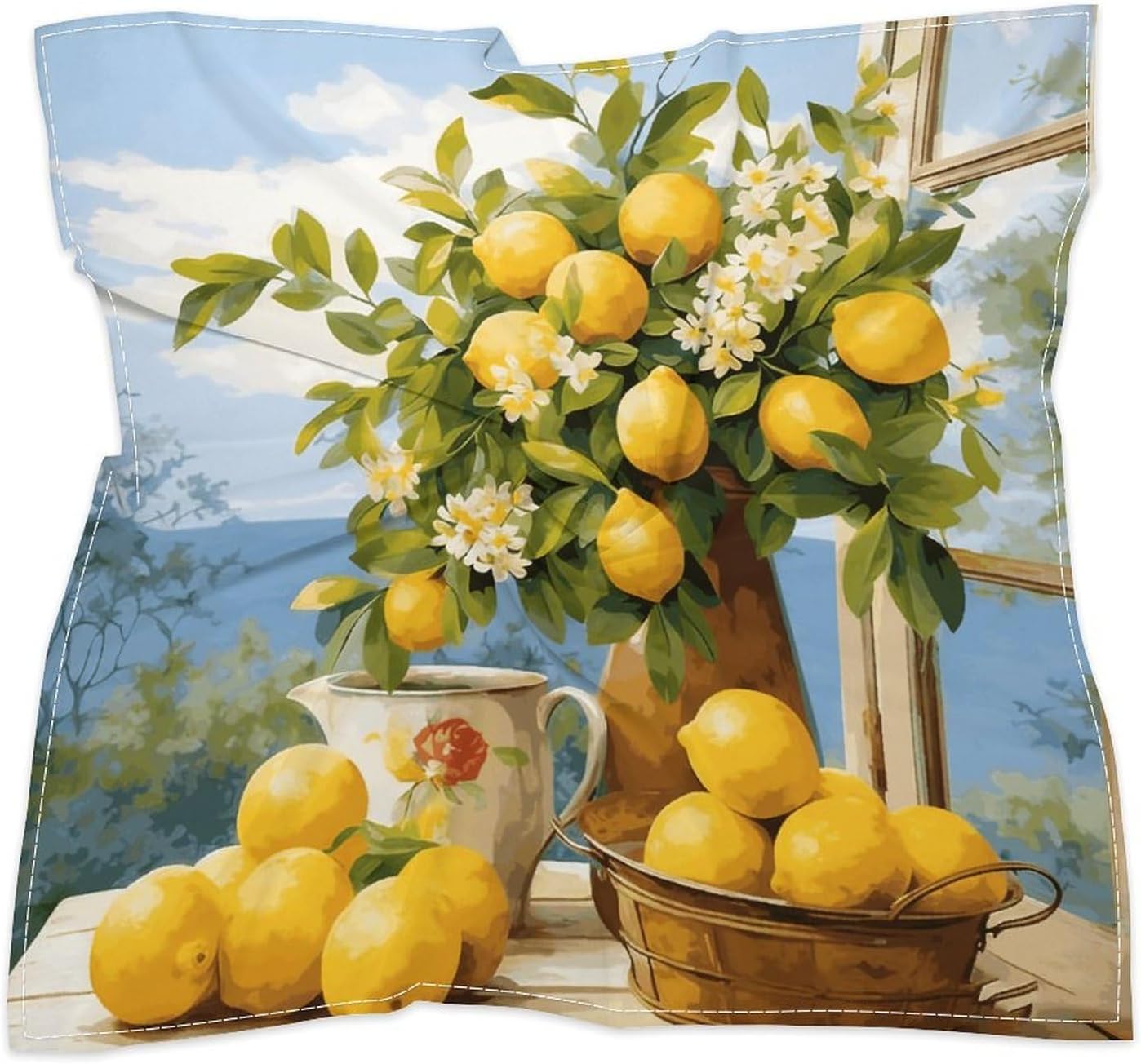 Lemon Multi-purpose Bandana Print Square Scarf