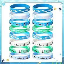 Zomiboo 48 Pcs Shark Party Favors Ocean Sea Life Shark Silicone Bracelets Rubber Wristbands for Baby Shower Under The Sea Themed Birthday Party Favors Gift Decorations Supplies