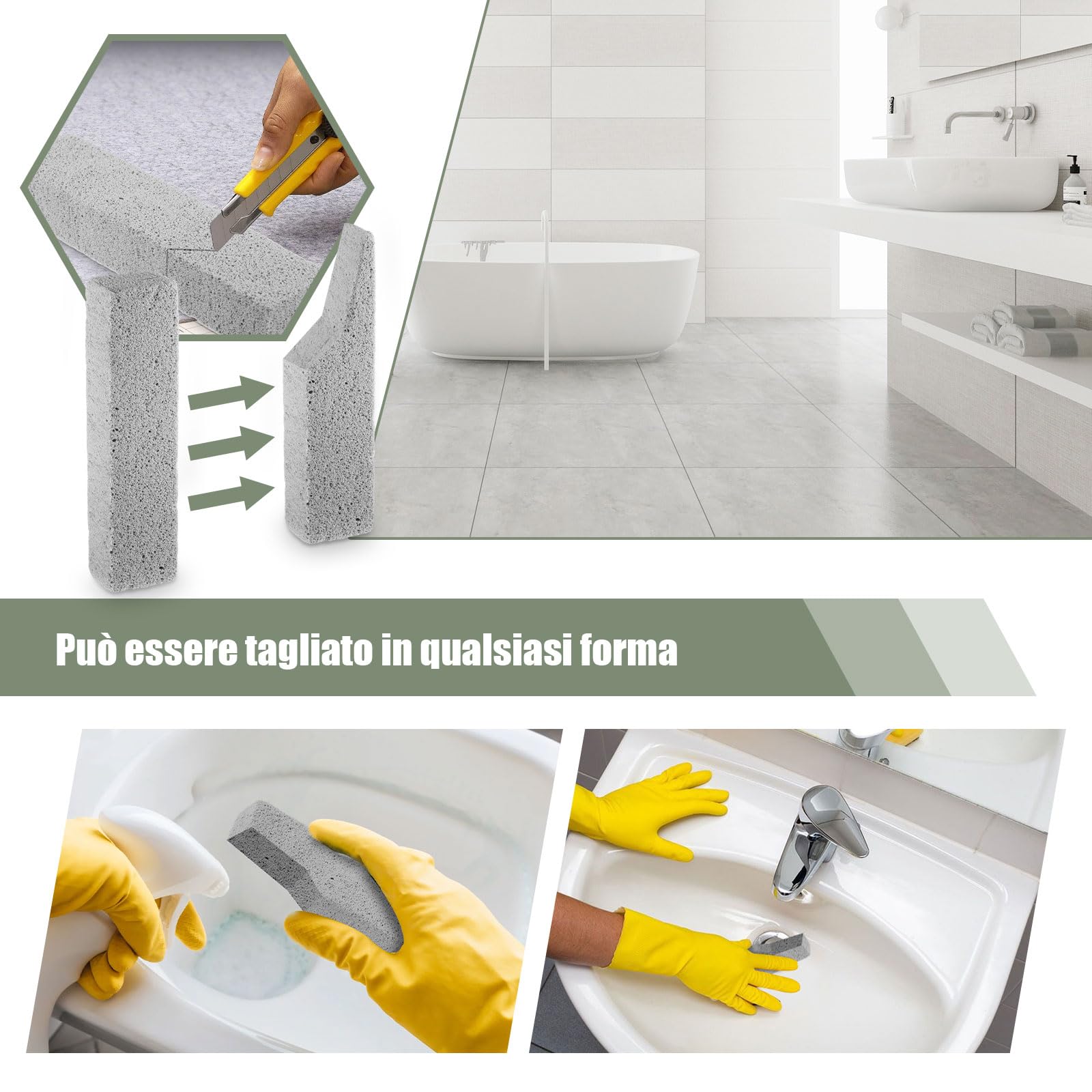 8 Pezzi Pietra di Pulizia per Spazzole, Pietra Pomice per Ceramica Wc Pulitore per Macchie e Smerigliatrice Acqua Dura Ruggine Griglia Piscina