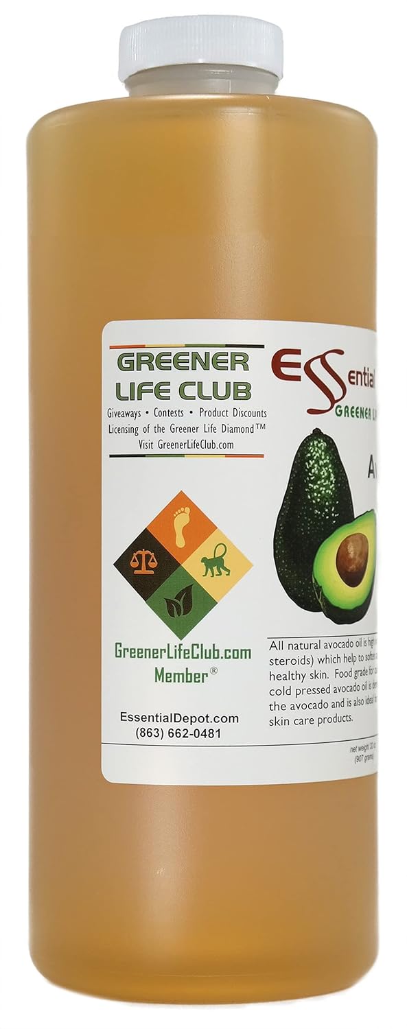 Essential Depot Avocado Oil PLUS FREE 2 oz empty container - 1 Quart - 32 oz - safety sealed HDPE container with resealable cap - 100% Pure and Natural for Hair, Skin, Massage, and Cooking