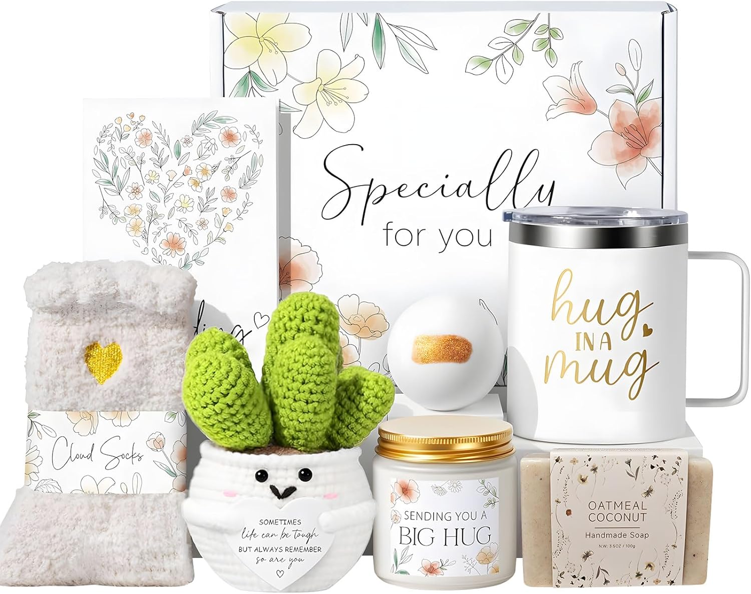 Elegant Women Wellness Gift Set 8PCS Plush Blanket Cup Scented Caring Package Lavishness Flannel Blanket