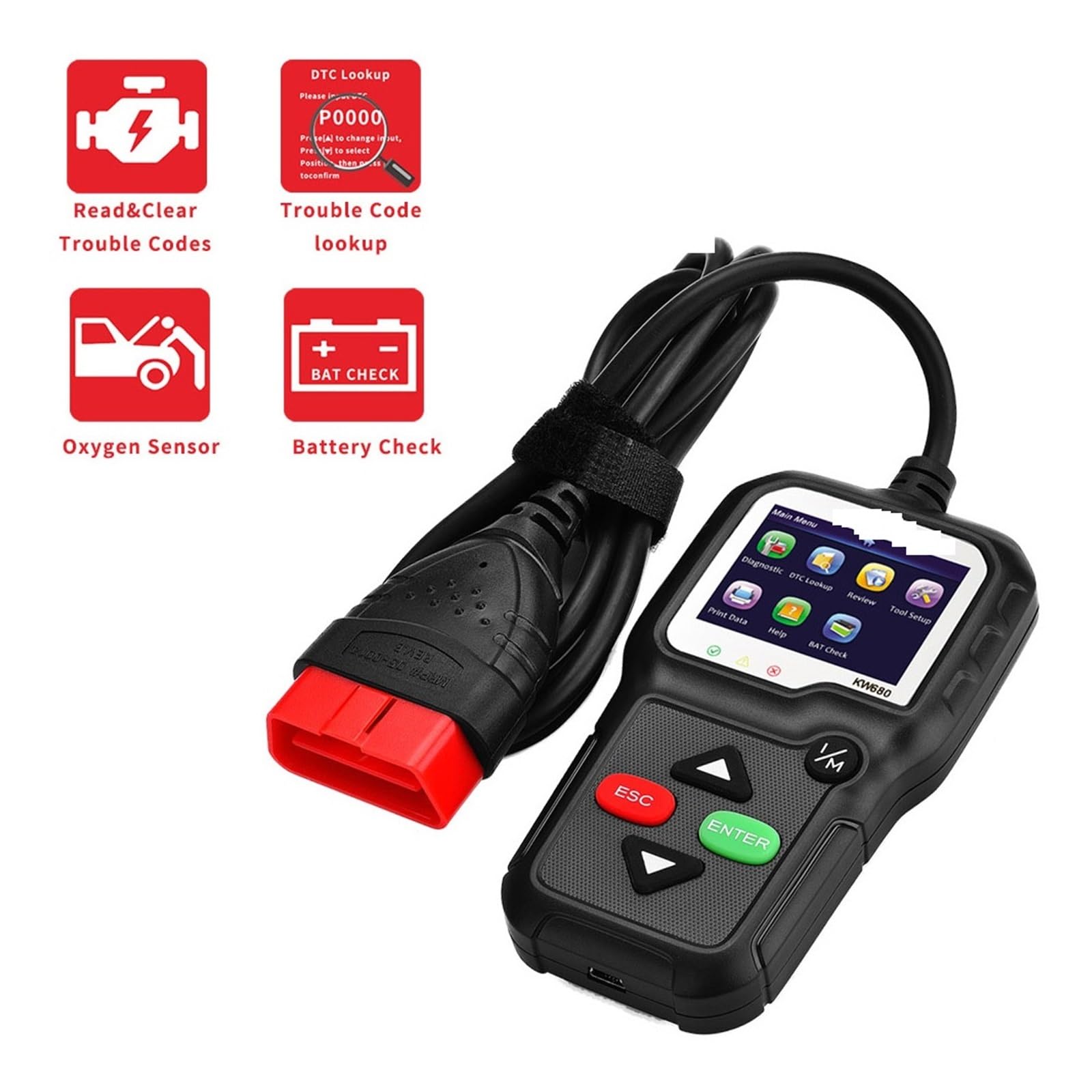 Wielojęzyczne narzędzie diagnostyczne do samochodów Pełny czytnik kodów samochodowych OBD Czytnik OBDII Autoscanner Skaner samochodowy,Przyjazny dla użytkownika