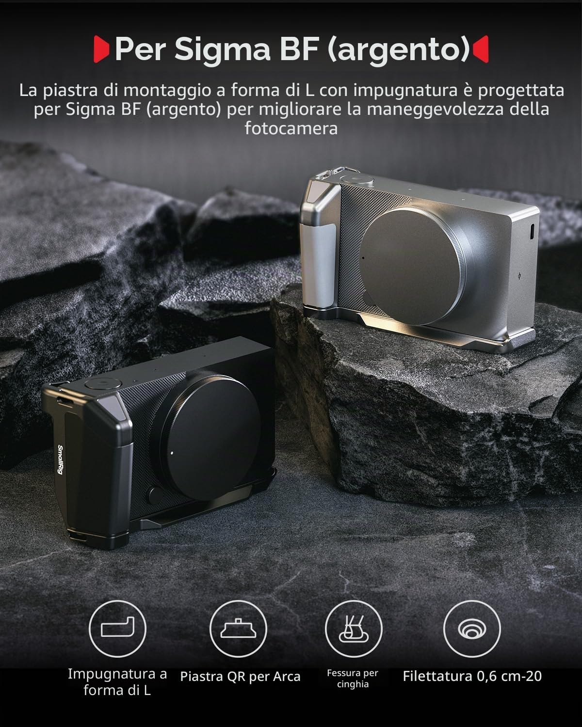SMALLRIG Staffa L Sigma BF Argento Manico QR-5390
