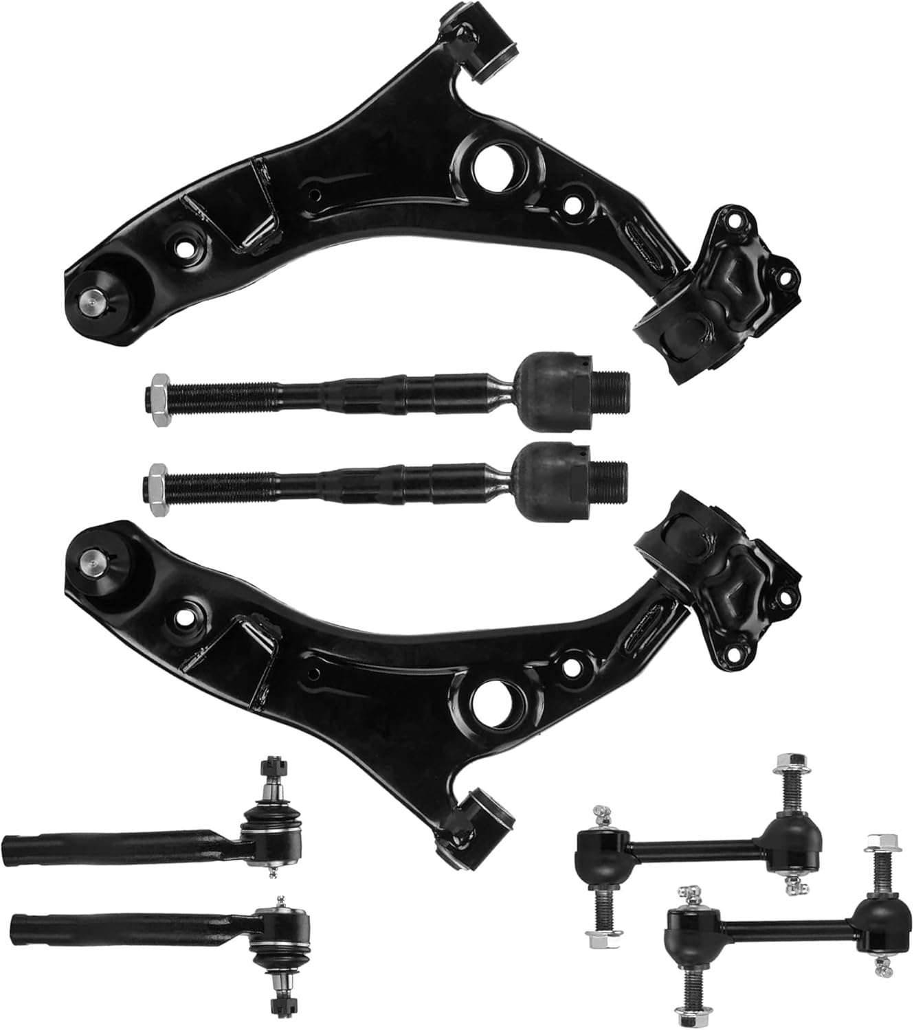 8pc Front Lower Control Arm Tie Rod Sway Bar Link Kit, Compatible with 2007-2014 Ford Edge & Lincoln MKX, Driver Passenger Side Suspension Replaces K620487 K620486 K750159 ES800473