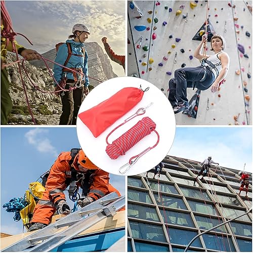 Miniatura 5 de Cuerda de escalada al aire libre de 0.394 in de diámetro, 32.8 ft (32 pies), 65.6 ft (64 pies), cuerda de escalada en roca, cuerda de rapel de