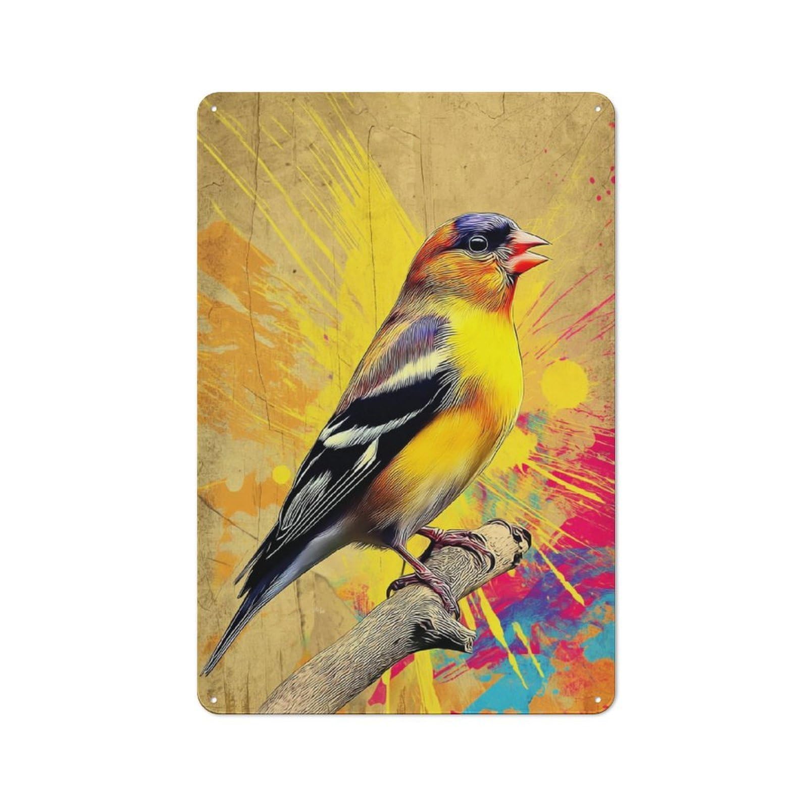 Junmoney Vibrant Bird On Branch Retro Metal Plaque 30X20cm For Guest Room Or Hallway, Housewarming Present For People Styling Guest Room And Hallway