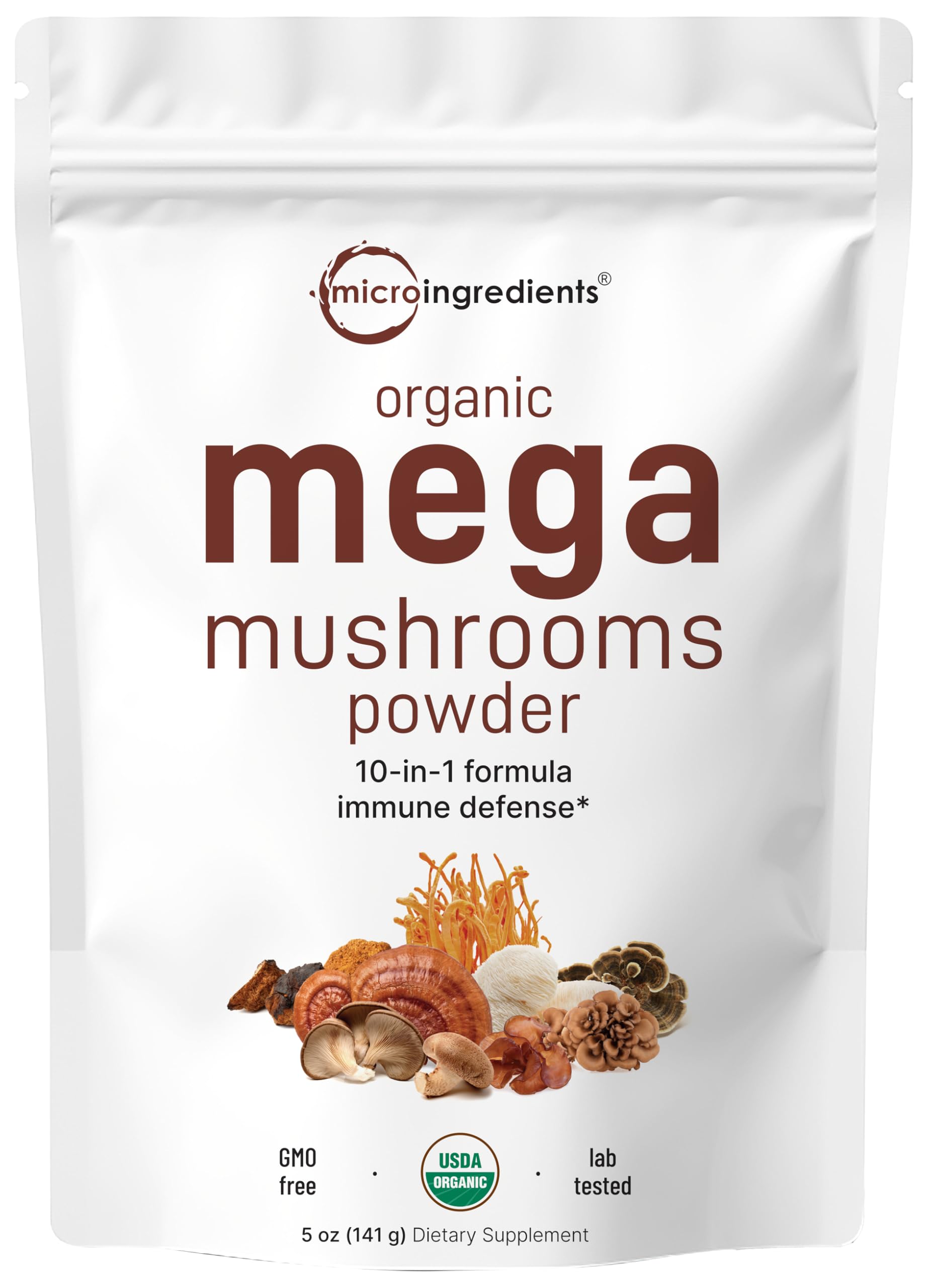 Micro Ingredients Organic Mushroom 10-in-1 Blend, 5 oz | Chaga, Lion’s Mane, Cordyceps & More | Supports Immune & Brain Function | Great for Smoothies & Daily Use | Non-GMO, Vegan FriendlyMicro Ingredients Organic Mushroom 10-in-1 Blend,…