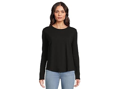 Elliott Lauren Garment Dye Tees - Long Sleeve Round Neck T-Shirts with Rib Sleeve and Back Gusset Women