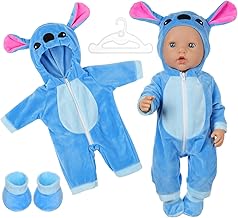 Baby Doll Clothes for 14-18 Inch Doll 35-45 cm Baby Doll, New Doll Clothes Outfits, Outfits Hooded Jumpsuit with 1 Coat hanger, New Born Baby Dolls Birthday (Blue)