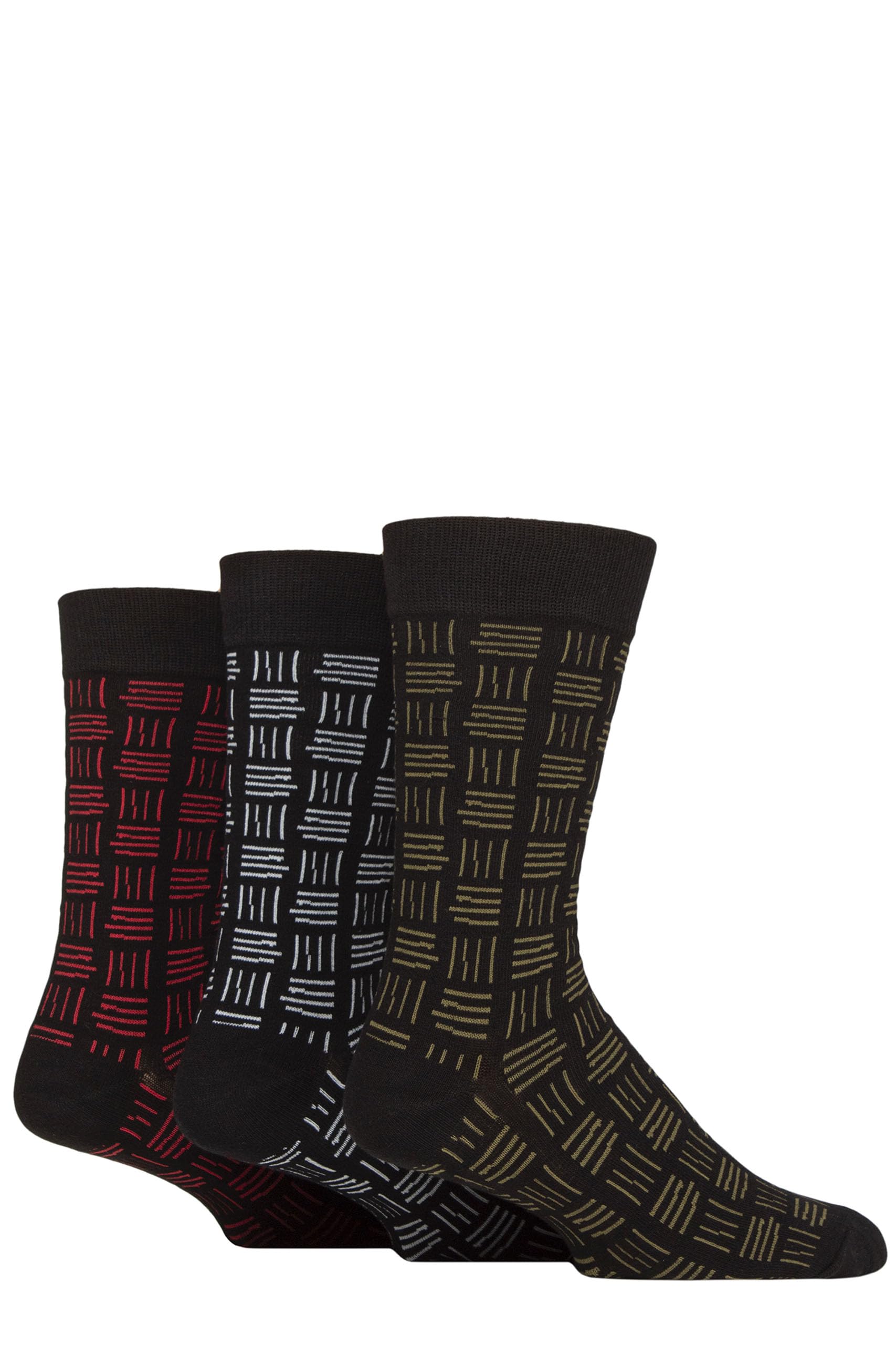 Sockshop Men's Hatch Pattern Black Wildfeet Novelty Patterned Cotton Socks Pack Of 3 (Uk, Numeric, 7, 11, Regular, Regular, )