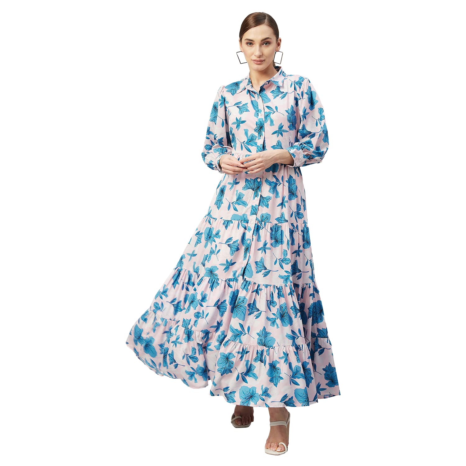 Rare Women's Crepe Fit And Flare Maxi Dress (Ep7509_Peach_Xl)
