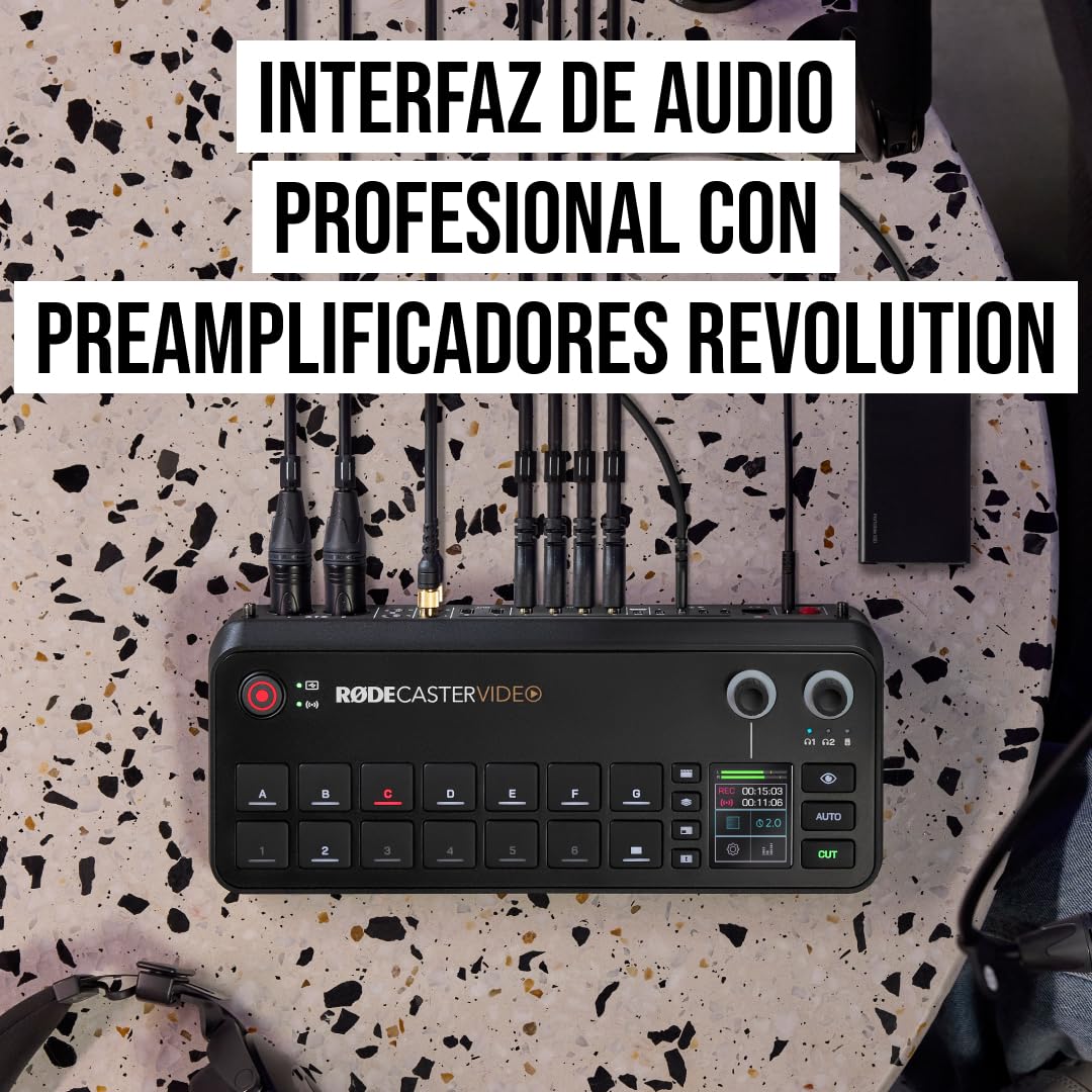 RØDE RØDECaster Video, Conmutador de vídeo profesional e interfaz de audio, Multi-cámara, 6 x entradas de vídeo (HDMI y USB), 1080p60, Escenas de múltiples fuentes