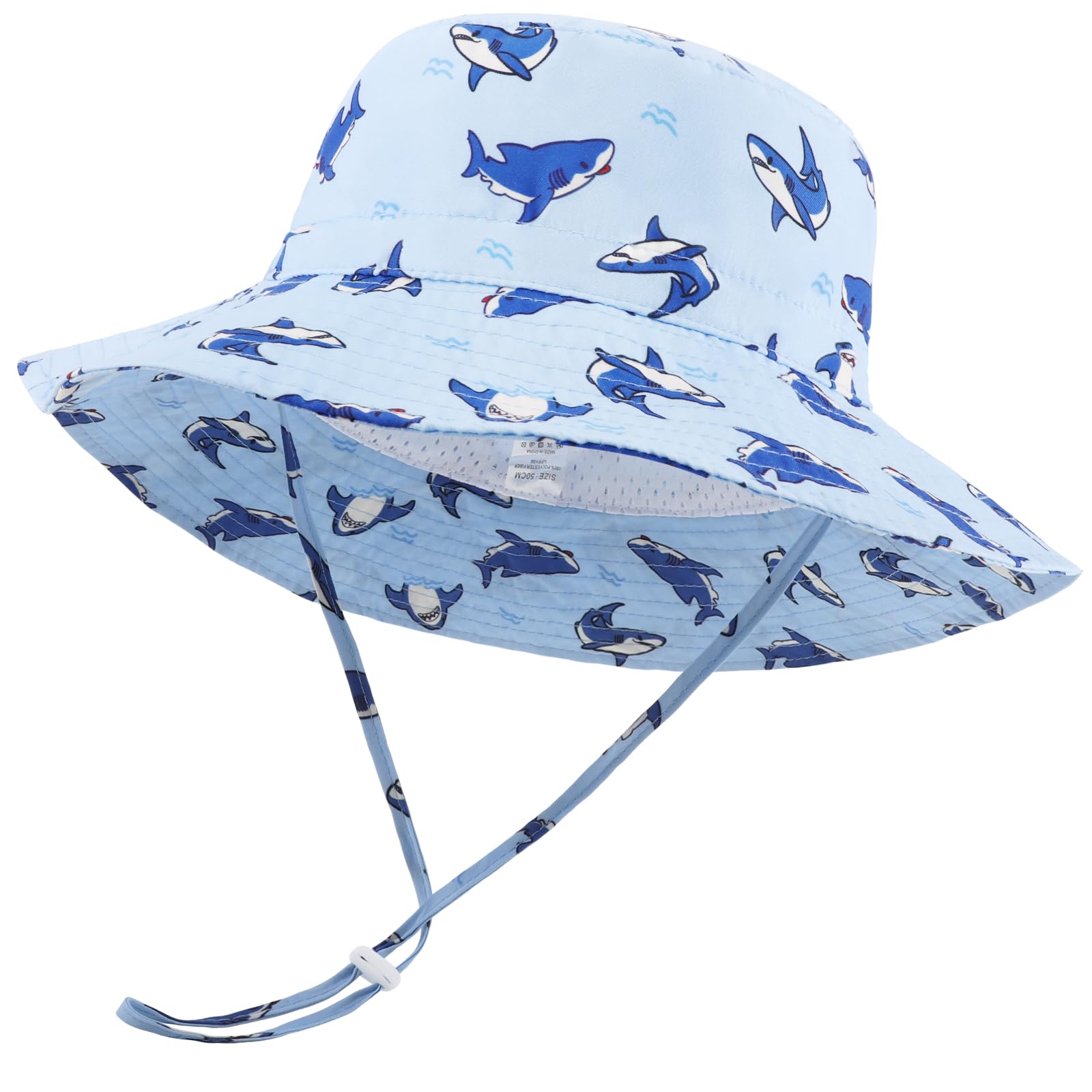 DRESHOW Baby Sun Hat Toddler Kids Sun Protection Cap Unisex Summer Bucket Hats with Chin Strap UPF 50+ for 6-24 Months