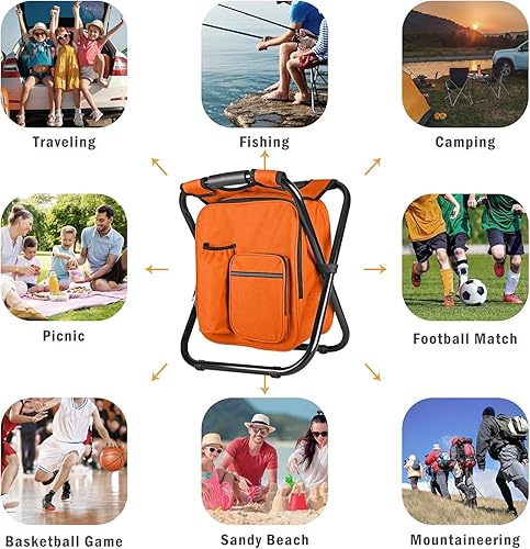 Miniatura 3 de Kikerike - Taburete plegable con mochila, naranja