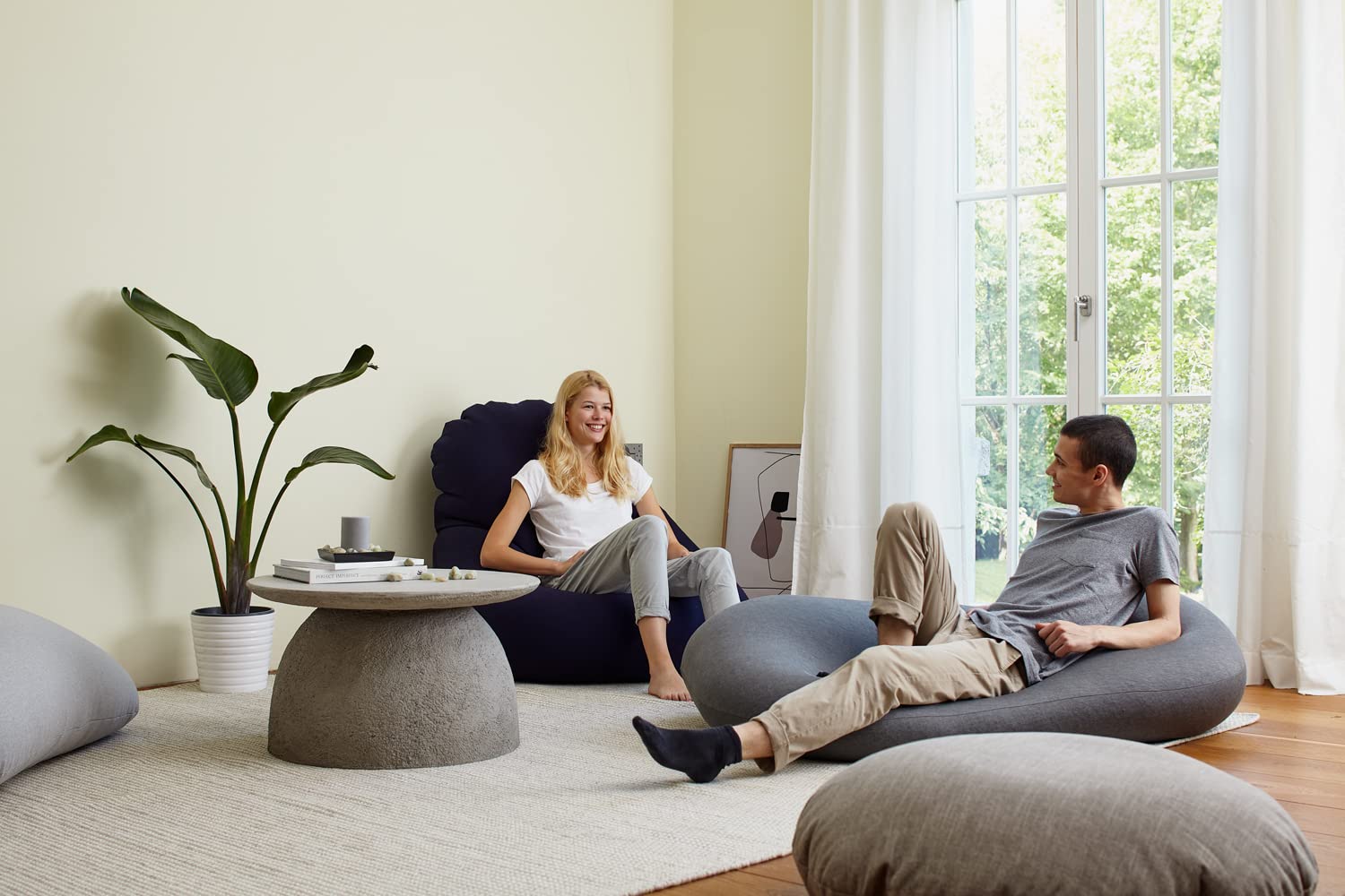 Lumaland Flexi Comfort Pouf Big | Bean Bag Premium Flexible | Coussin de siège 155 x 100 cm | Idéal pour s'allonger ou s'asseoir | Fauteuil & Canapé pour Enfants et Adultes [Gris foncé]