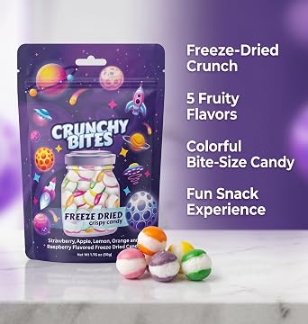 UNIQBITE 2 Pack Freeze Dried Candy, Fruit Flavored Crispy Candy Bites, 3.52 oz (100g)