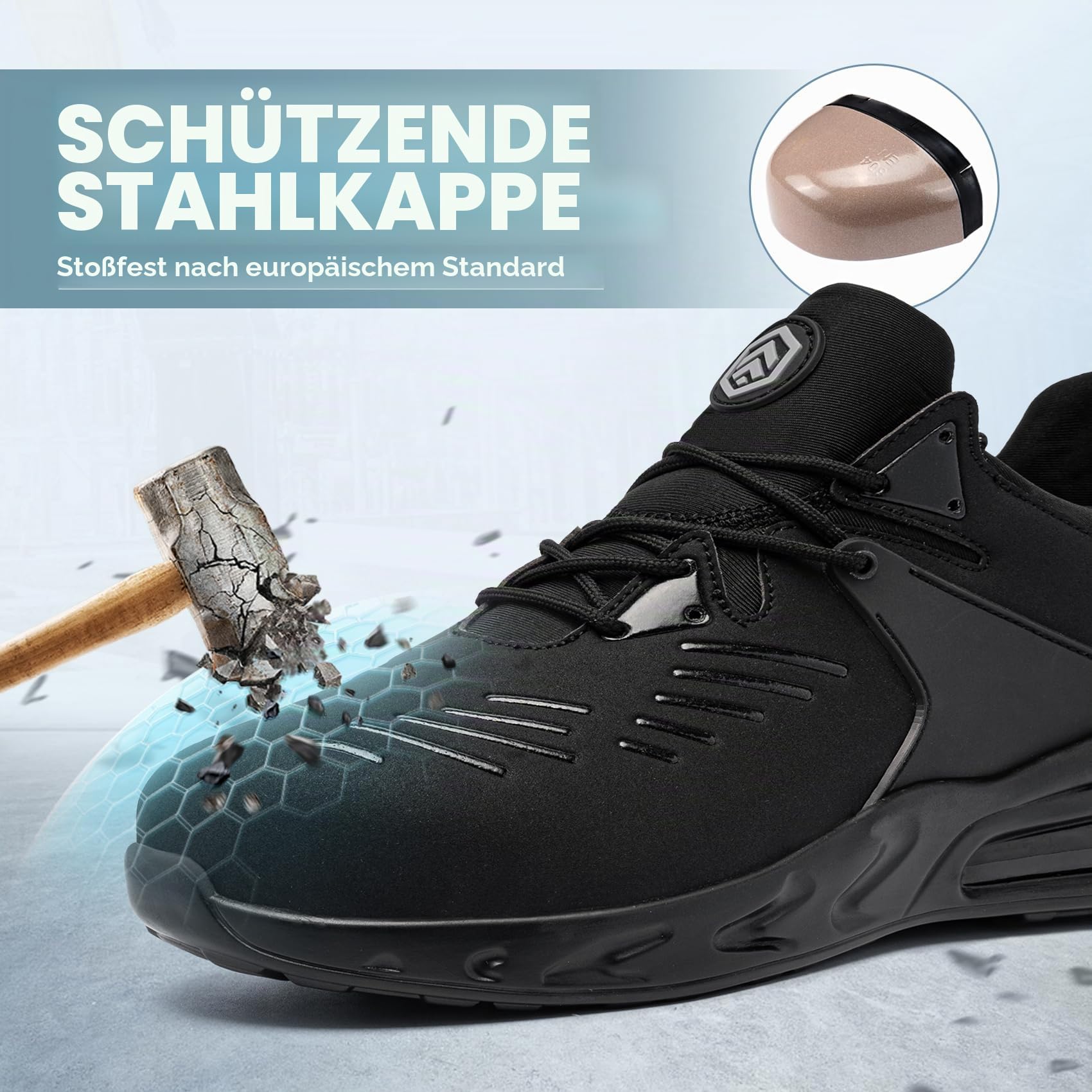 LARNMERN PLUS Wasserdicht Arbeitsschuhe Sicherheitsschuhe Herren Damen | Sicherheitsschuhe Rutschfest SRC Mid-Top Komfort Sportlich Schutzschuhe Arbeits Stahlkappenschuhe Dämpfung Bequeme