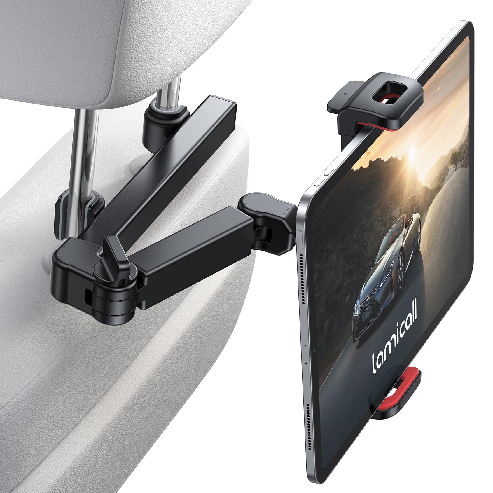 Lamicall Car Headrest Tablet Holder - 3 in 1 Extension Arm Tablet Car Mount