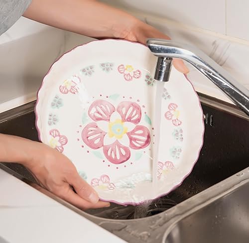 Miniatura 9 de Plato de cerámica para tartas para horno, plato redondo de 10 pulgadas para hornear (estilo campestre)