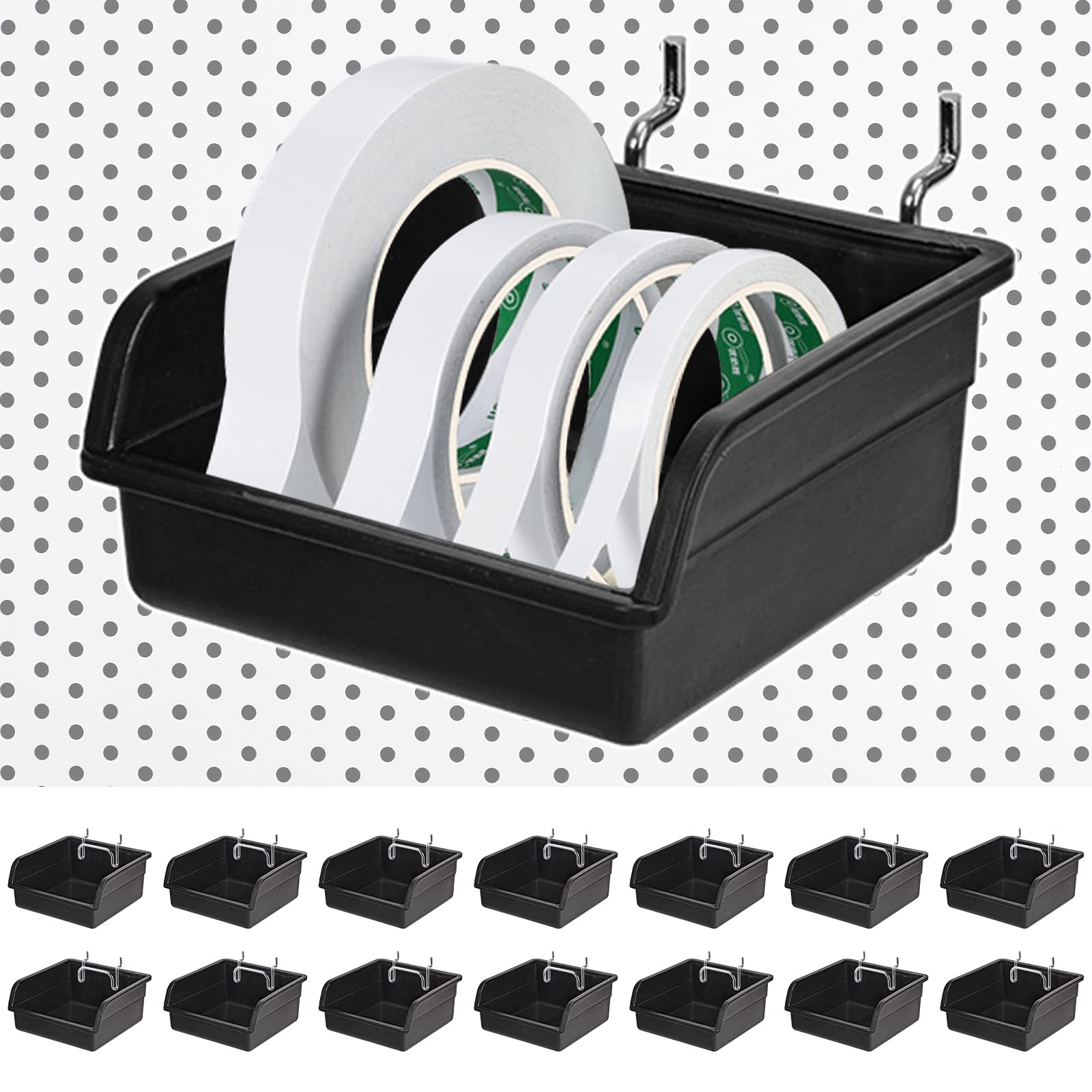 Buy 15 Sets Pegboard Bins with Hooks & Loops, 3.94" Pegboard Bins