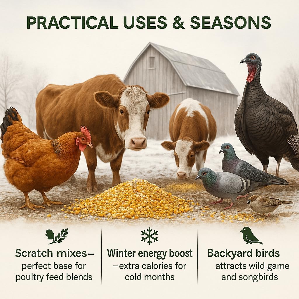 GiDeli Maïs fourrage jaune 20 kg – Grains de maïs cassés de qualité alimentaire – Nourriture pour poules, canards, chevaux et pigeons