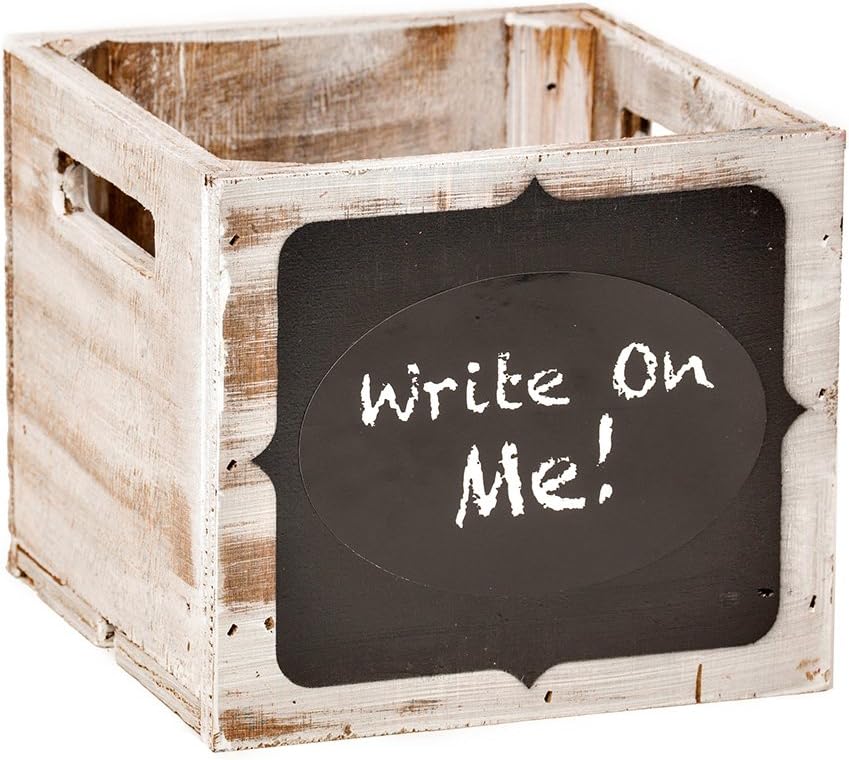 8โ Wooden Chalkboard Box (Whitewashed)