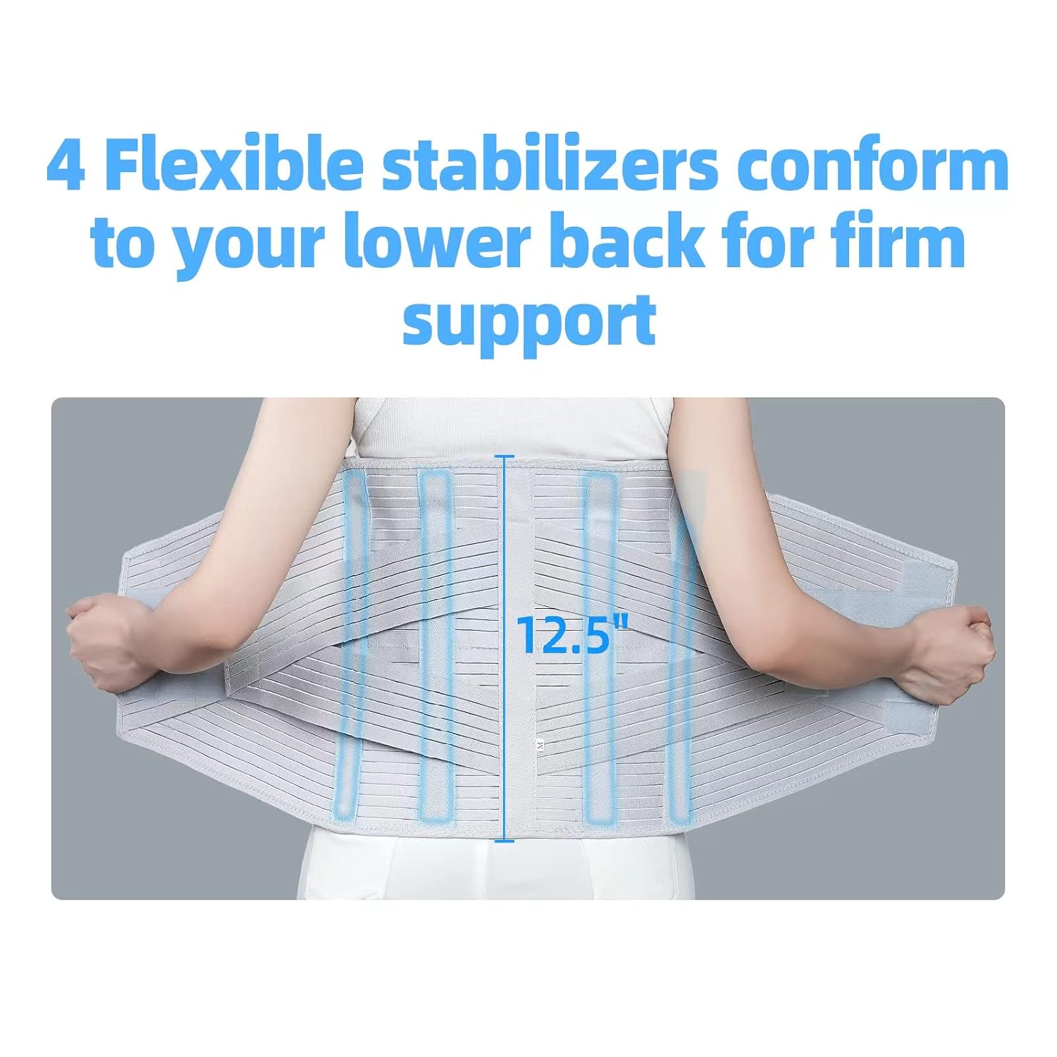 Solmyr Back Brace Lumbar Support, Abdominal Binder Lower Waist Support Belt, Back Support Belt Compression Wrap, Adjustable Breathable Waist Straps for Women Men Lower Back Pain Relief(XXL)
