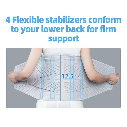 Miniatura 3 de Solmyr Soporte lumbar para espalda, faja abdominal, cinturón de soporte de cintura inferior, cinturón de soporte de espalda, envoltura de