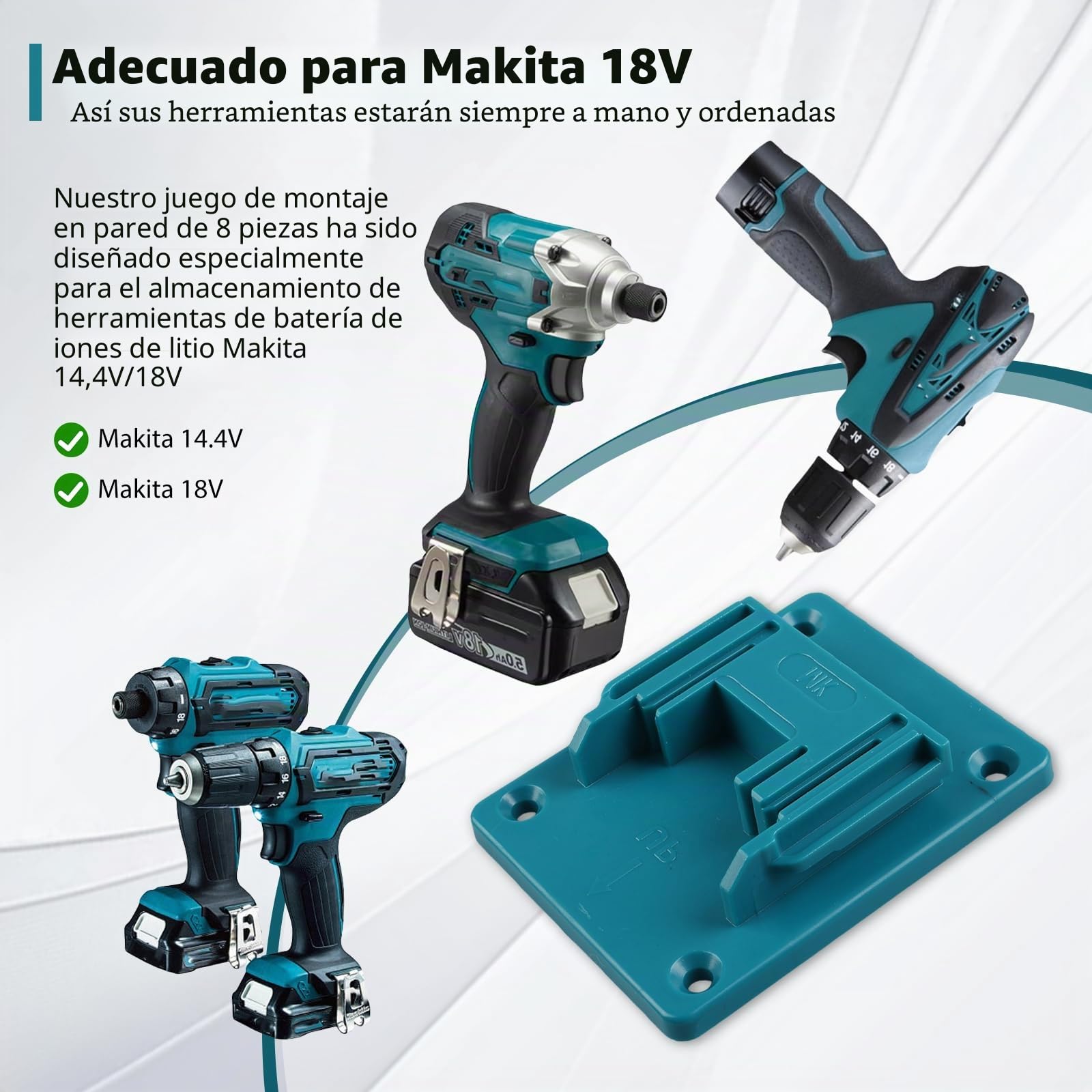 HOSPAOP 8soporte de pared para herramientas Makita 18 V, portabrocas, soporte para destornilladores 32 tornillos, máquina taller
