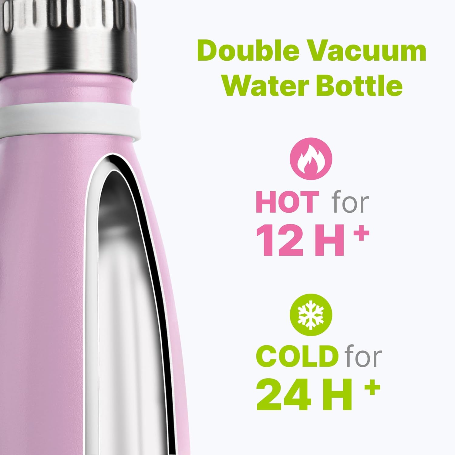 Water Bottle 17 oz Stainless Steel Vacuum Insulated Sports Flask Reusable Metal Leak Proof Travel Water Bottle for Women, Cola Shape BPA Free(Pink) - Image 3