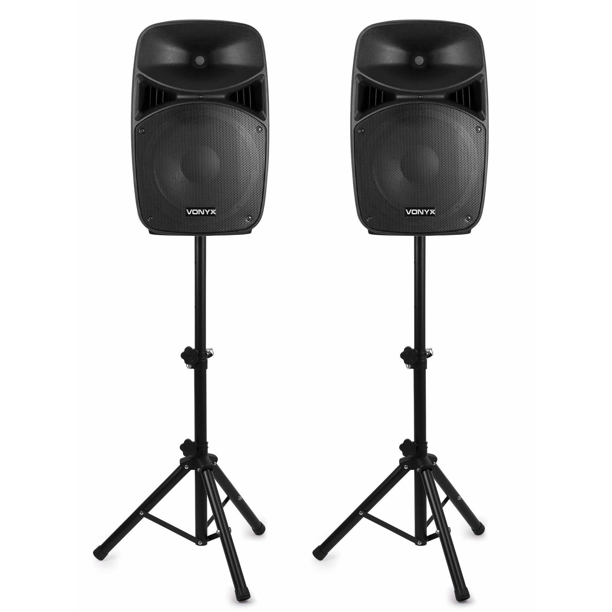 Vonyx VPS152A Set di Altoparlanti Attivi 1000 W 15" (38 cm) Porta USB/SD MP3 BT
