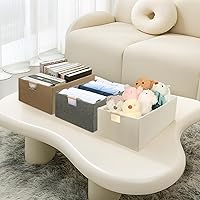 Vista 6 de Foldable Fabric Storage Cubes, 2 Packs Cloth Storage Baskets with Wooden Handles, Collapsible Shelf Closet Organizer Bins, Rectangular Storage Boxes