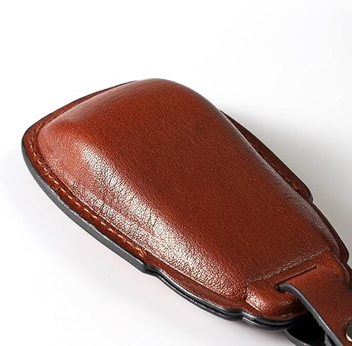 Miniatura 5 de Smyfob Funda de cuero para llavero de automóvil, color marrón, compatible con Mercedes Benz, Marrón