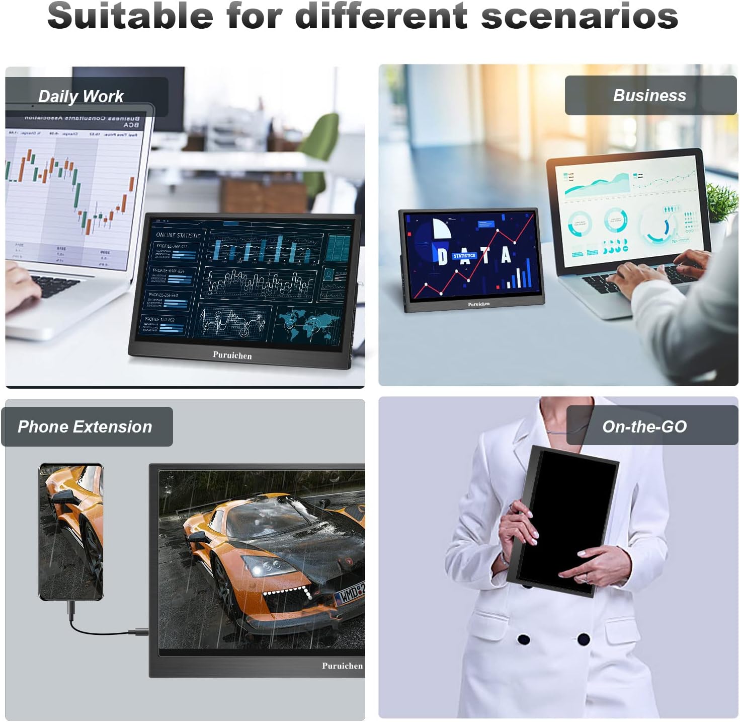 Monitor Portatile Touchscreen 11.6 Pollici 1366x768 Monitor Portatile Touchscreen, HDMI, Type-C, USB, Eye Care, Altoparlante, Schermo Computer Compatibile per Raspberry pi Laptop PC PS3 PS4 Xbox