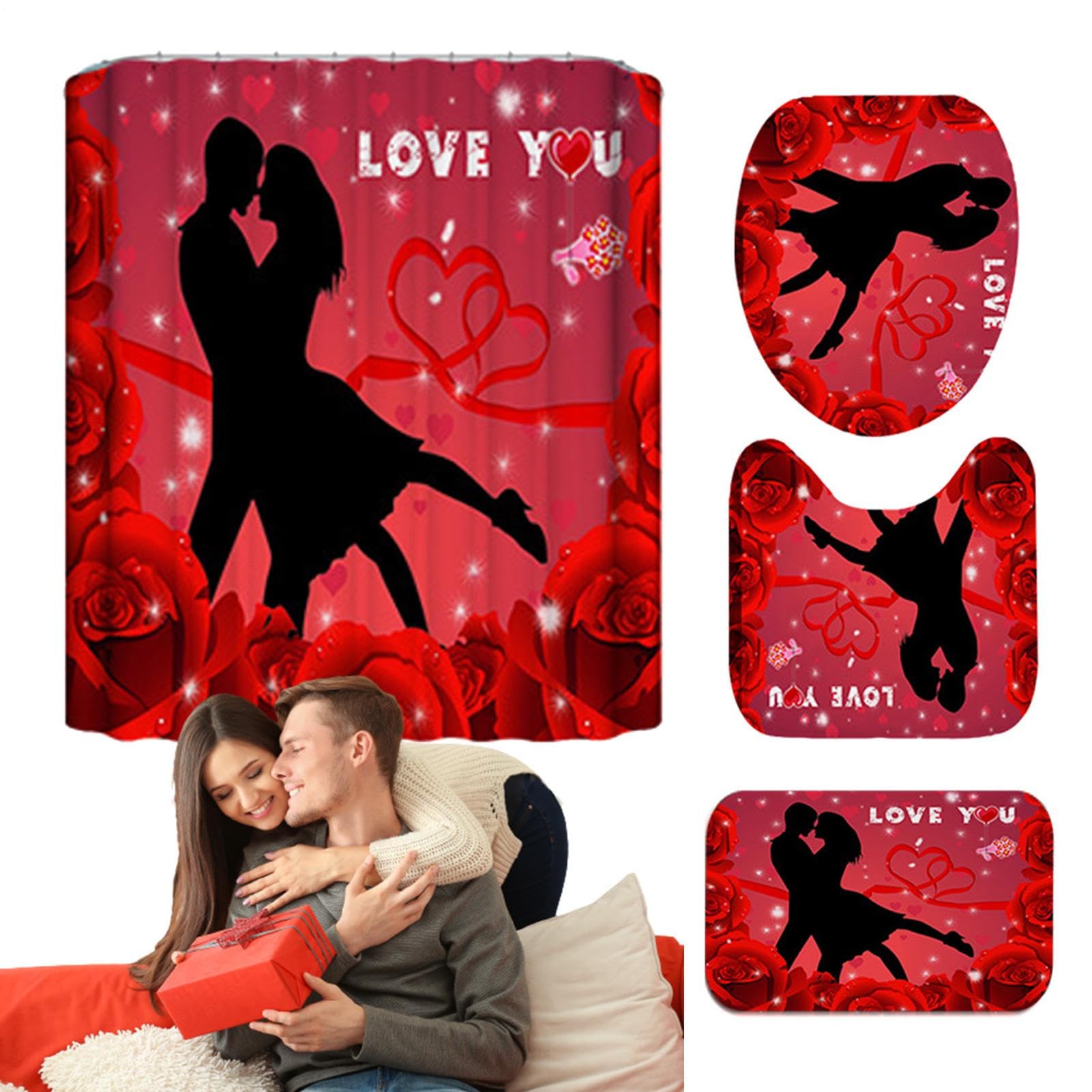 Rideaux de douche Saint-Valentin rose pour une salle de bain romantique