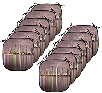 Vista 45 de Lunarable USA Chair Cushion Pad, American Cities Skylines Metropolis Architecture Sketch Style Hand Drawn Art Print, Seat Padding for Kitchen &