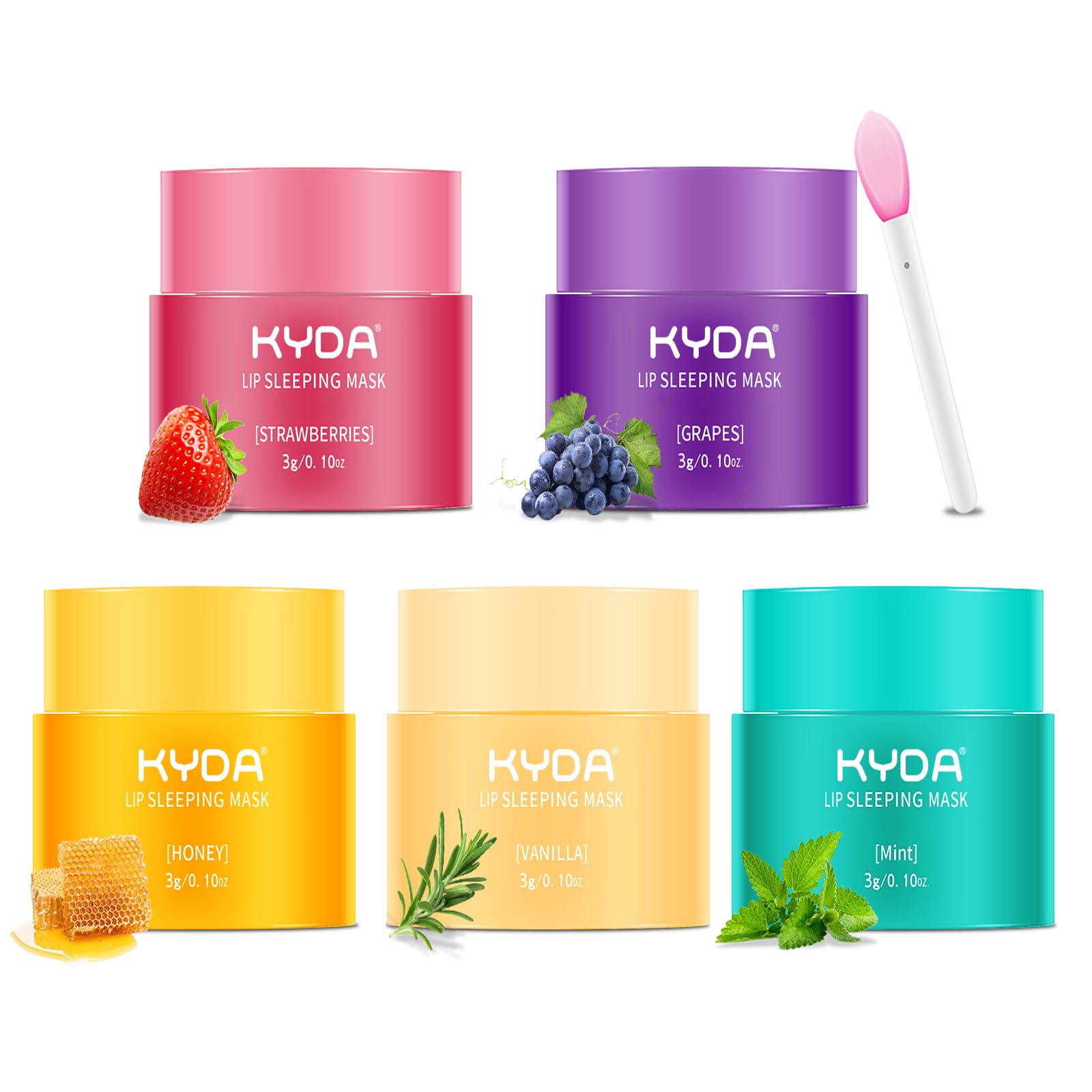 KYDA5 Pcs Lip Sleeping Mask, Night Treatment Lips Balm, Deep Hydrating Night Sleep Lips Moisturizer, Cracked Dry Lips Mask Gift Kit, Nourish Formula with Avocado Beeswax