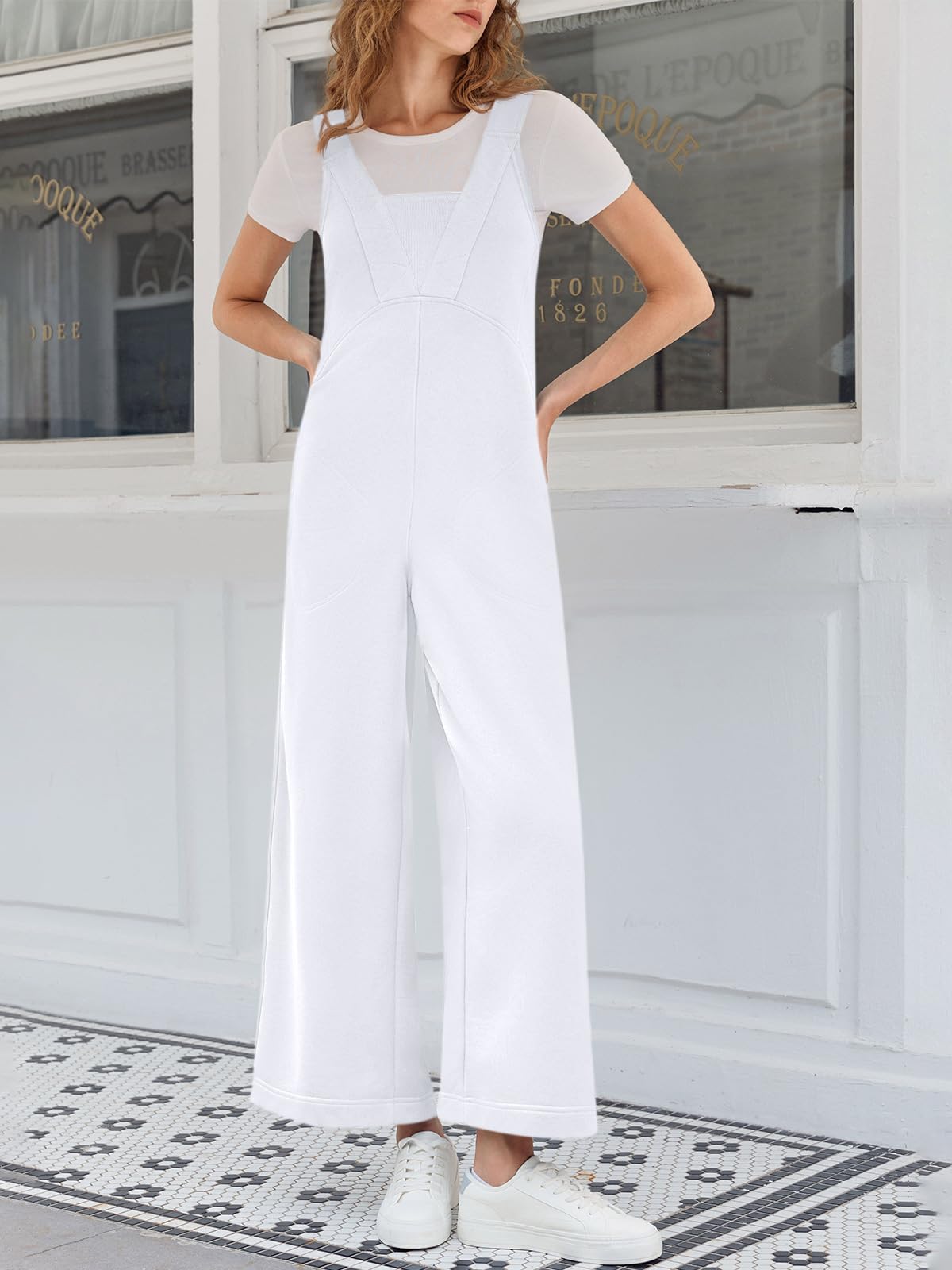 Cicy Bell Tuta da donna casual allentata tuta un pezzo senza maniche canotta gamba larga pantaloni lunghi pagliaccetti con tasche