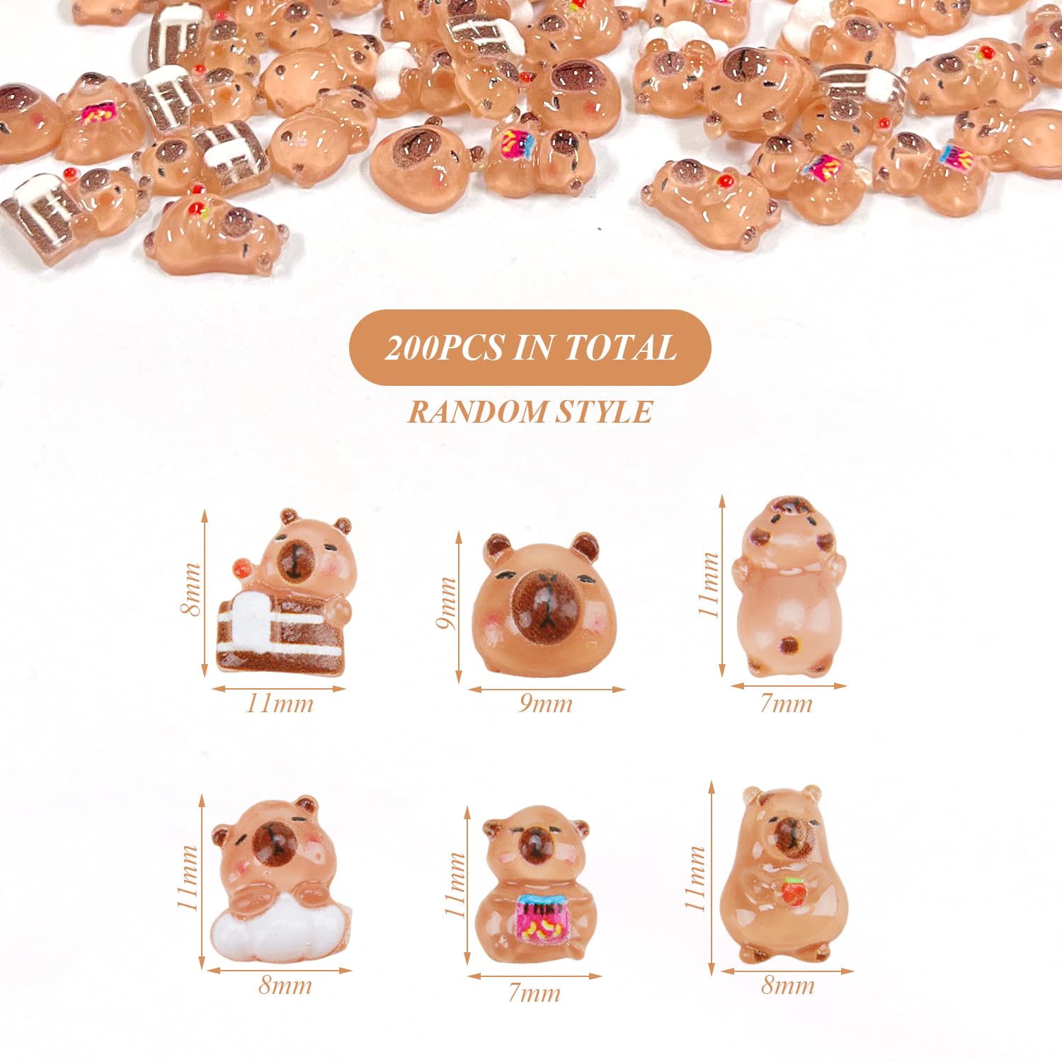200 Pieces of Cartoon Animal Pendants, Small Capybara Ornaments, Micro-Landscape Decorations, Handmade Model Accessories - Image 2