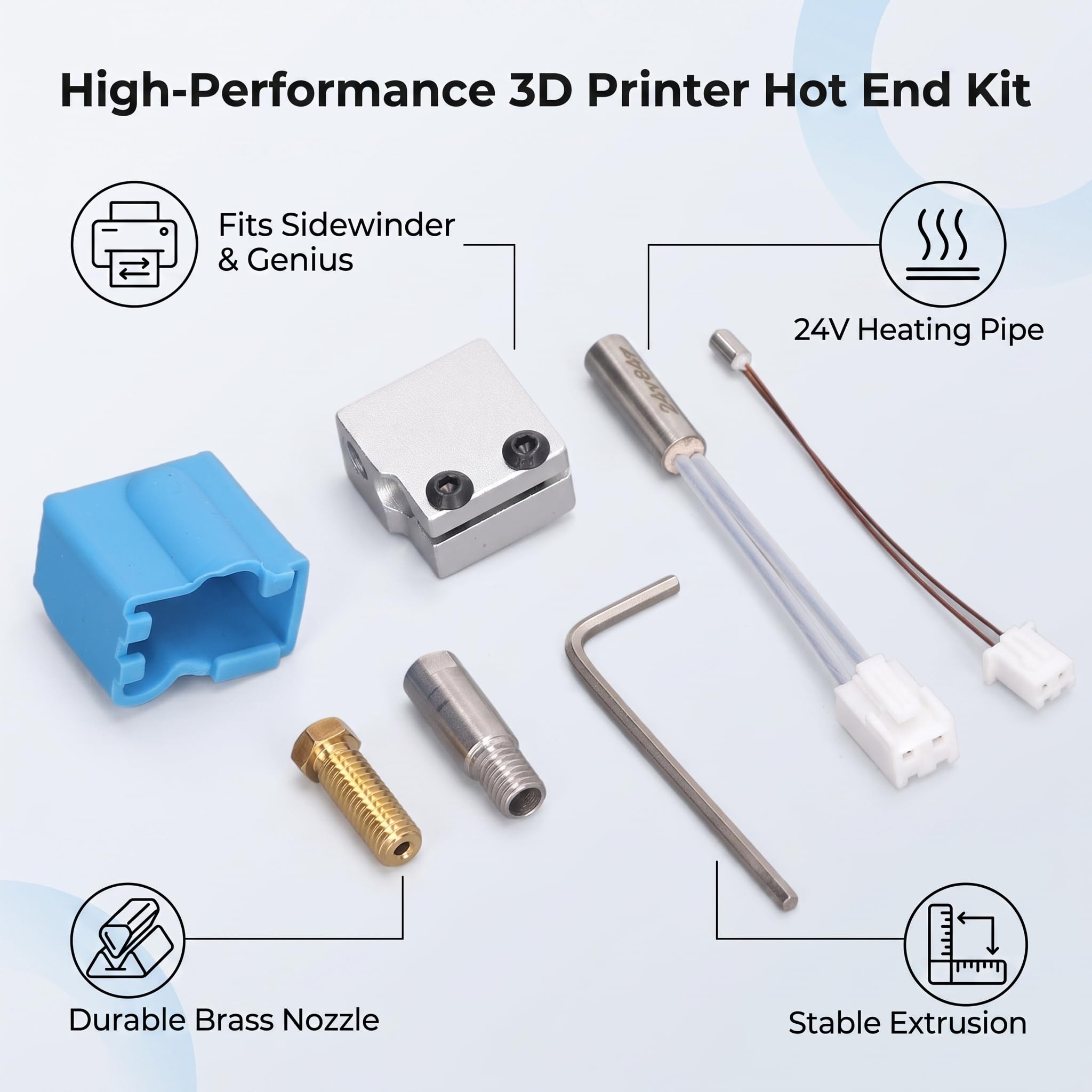 Zestaw Hotendu do Drukarki 3D do Sidewinder X1 X2, Zestaw Hotendu do Drukarki 3D Głowica Drukująca Drukarki 3D Zestaw Dysz Wytłaczarki Hot End z Dyszami Mosiężnymi 0,4 Mm