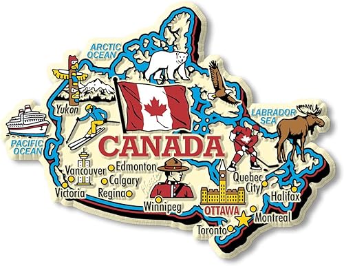 Imán de mapa del país de Canadá por Classic Magnets, recuerdos coleccionables de goma 3D estilo vintage y regalos fabricados en los Estados Unidos