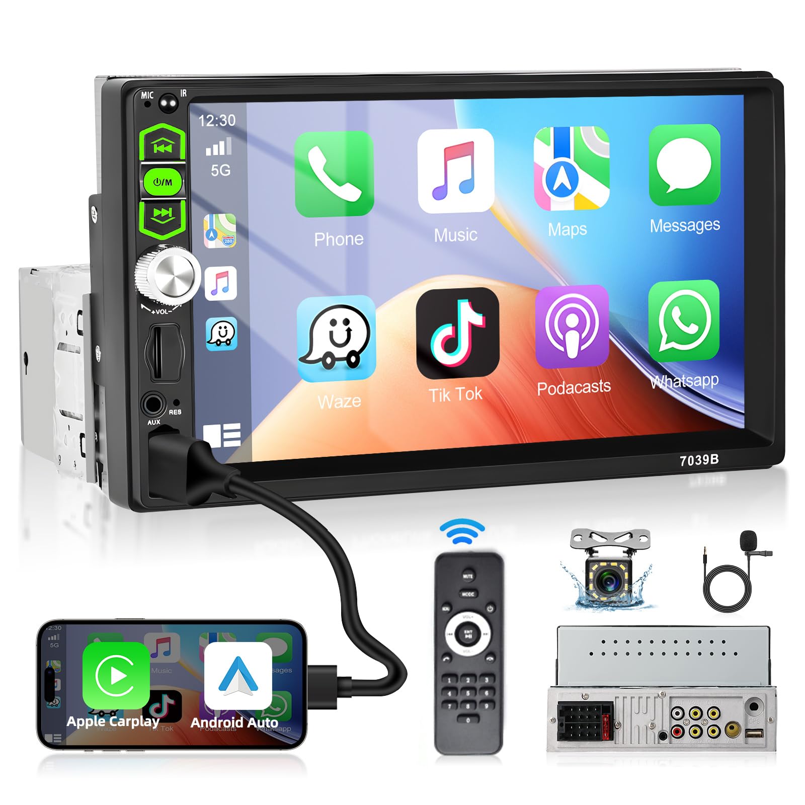 Apple - Koara Amazon.com: Podofo Apple CarPlay Single Din Car Stereo, 7