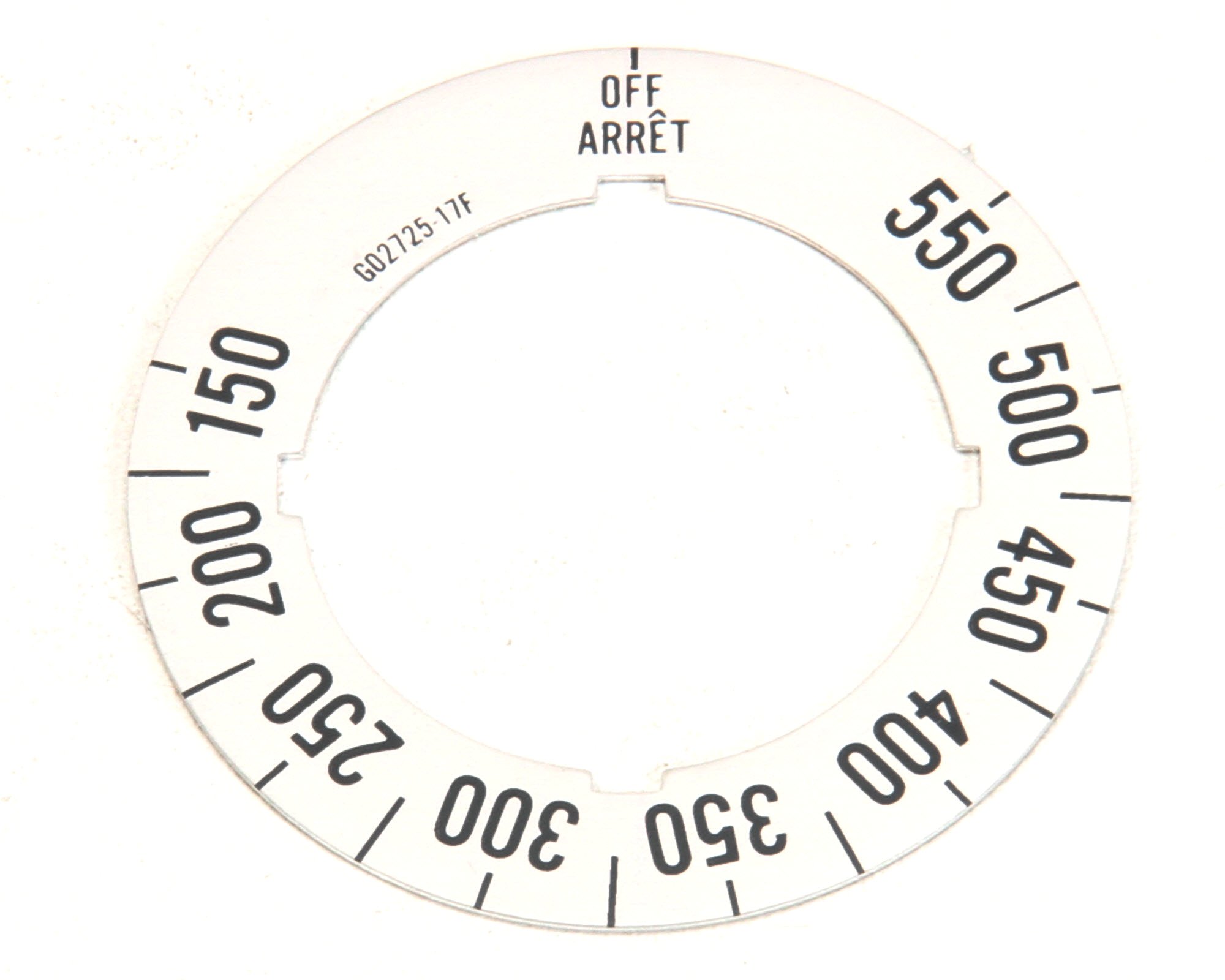 Garland G02725-17 Dial Insert Off 150F 550F OEM Part