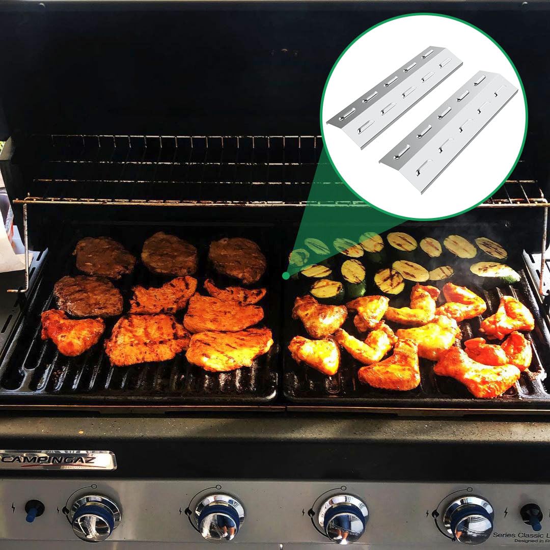 WELL GRILL Barras aromatizantes de placas de calor de 39 cm para parrillas de gas Campingaz 3 y 4 Classic, Woody y Master Series, difusor de llama de acero inoxidable para Brinkmann, Landmann