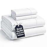 King Bed Sheets, Pre-Washed Brushed Microfiber King Sheets, Soft & Cozy Bedding, 4 Piece Set, Ultra Soft & Breathable Bedding, Deep Pocket 15 Inch Sheet & Pillowcase Sets– White