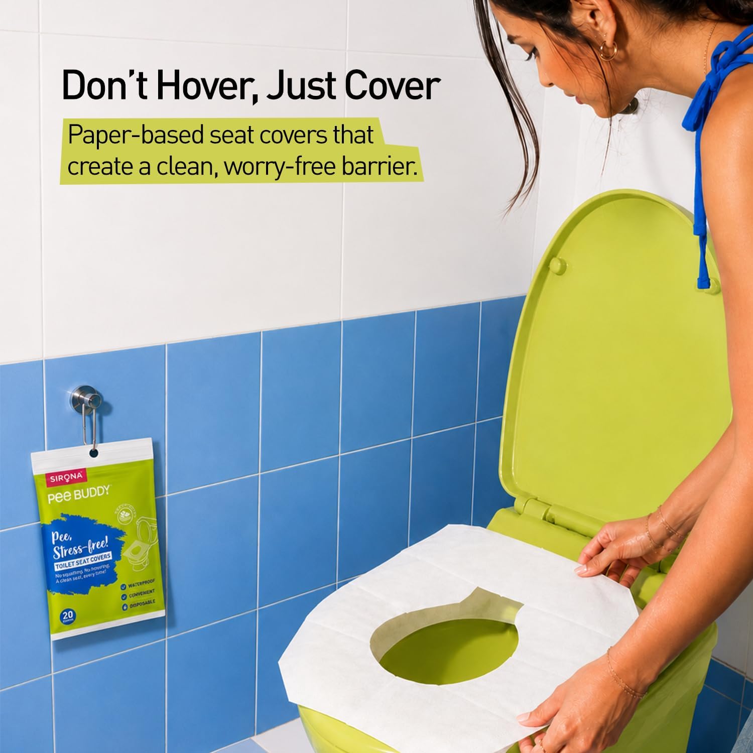PEE BUDDY Flushable Disposable Toilet Seat Covers | Hygienic Protection for Kids, Adults, Pregnant Women | Nature-Friendly, Easy to Use & Dispose | for Travel & Public Toilets (Pack of 20)