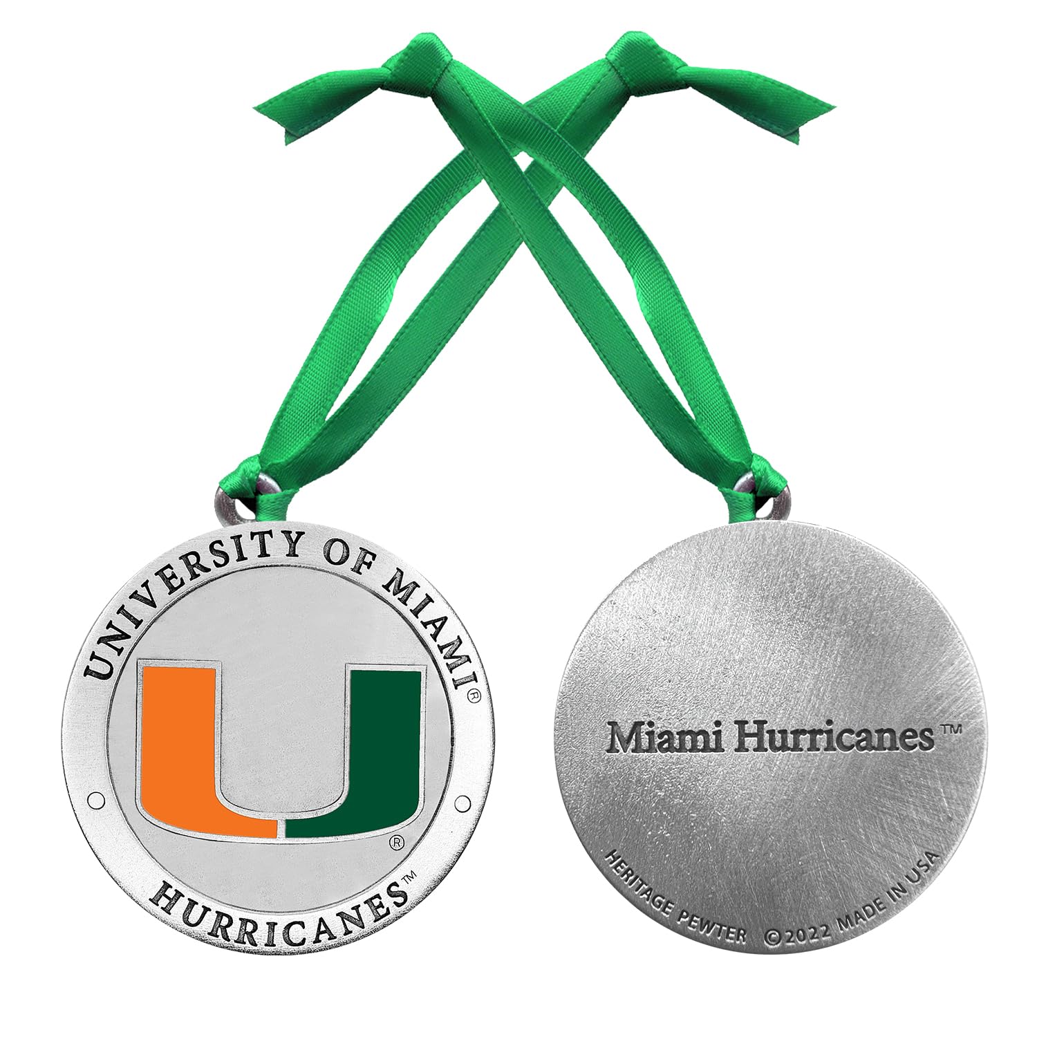 Miami Ornament Non-Dated | Hand-Sculpted Christmas Tree Ornament | Intricately Crafted Metal Pewter Alma Mater Inlay