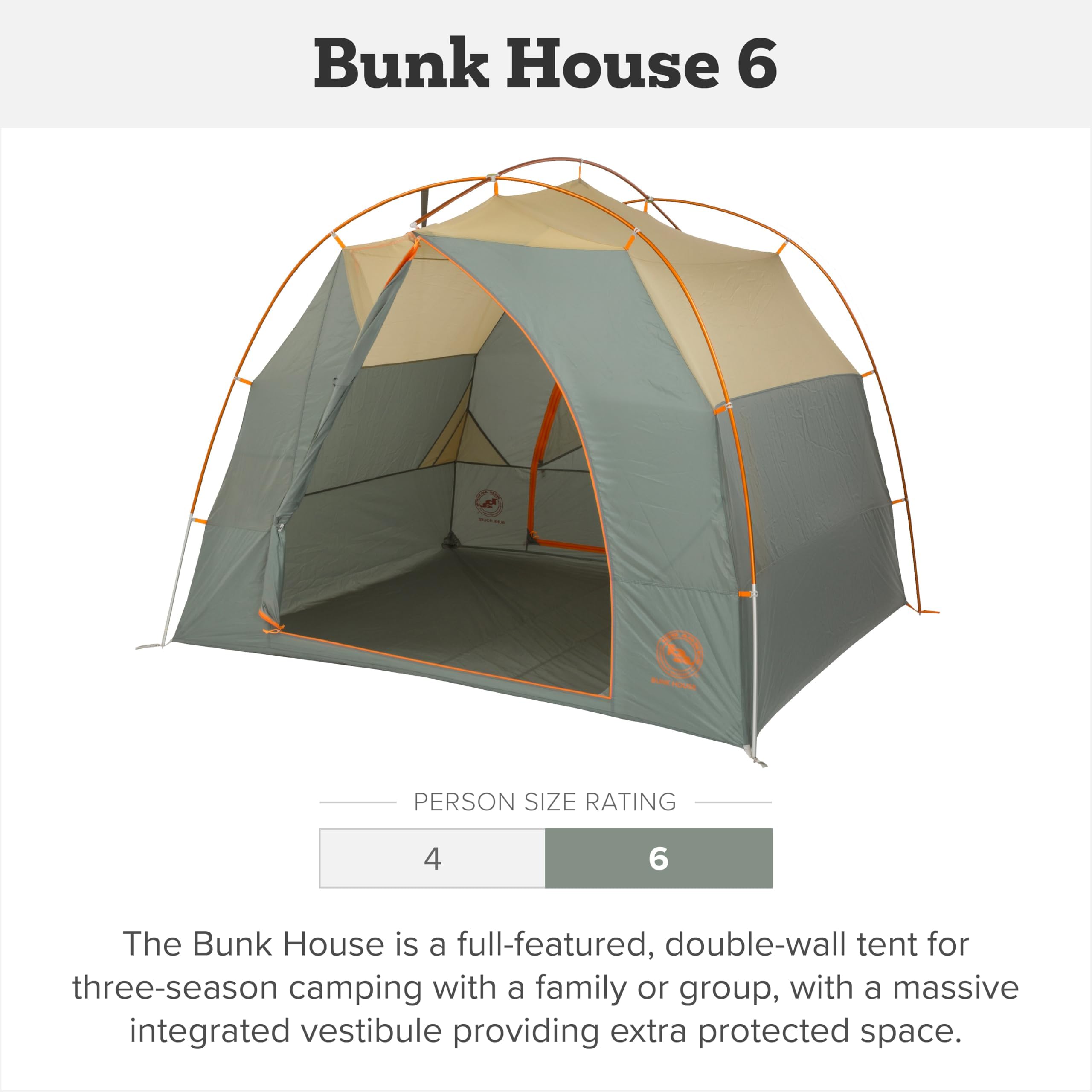 Big Agnes Bunk House - Large 3-Season Family Tent | Spacious 3-season tent with waterproof protection, quick setup, mesh ceiling and oversized vestibule